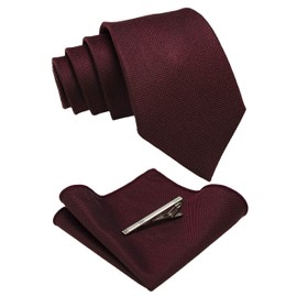 JEMYGINS Men's Classic Cotton Checked Tie Clip Set with Pocket Square Multi-Coloured, brown