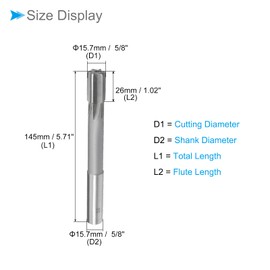CoCud Chucking Reamers, 5/8" Cutting Dia H7, High Speed Steel Straight Flute Milling Cutter - (Applications: for Lathe Drilling Machine), 1-Piece