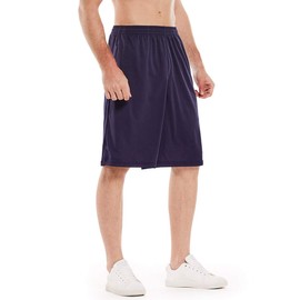 LEAO Pantalones Cortos de Baloncesto para Hombre con Bolsillos con Cremallera, Secado rápido, Ajuste Holgado, Pantalones Cortos Deportivos para Correr, Negro/Azul Marino (2 Unidades), Large