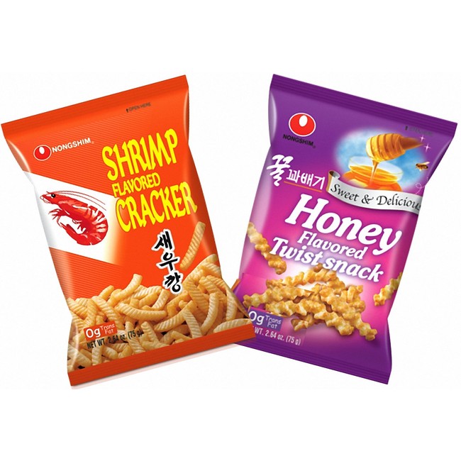Nongshim Shrimp Flavored Cracker, Honey Twist Snack Combo Pack (Pack of 2)