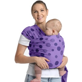 Anecoes Baby Wraps Carrier - Polka Dots Pattern - All-in-One Baby Wearing Wrap Hands-Free Design Infant Sling Carrier, Soft, Comfortable Fabric for Newborns to Toddlers 7-35 lbs