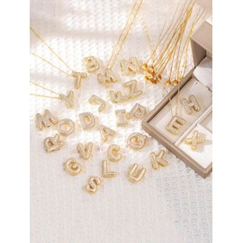 Fashion Bubble Letter Design Pendant Necklace for Women & Girls, Fashion Jewelry for Party, Daily Clothing Decor, Trendy All-match & Exquisite Jewelry for Birthday Gift - Color: Golden, Specification: V