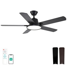 Orison Ceiling Fans with Lights, 52 inch Low Profile Ceiling Fan with RGB Backlight, Flush Mount Ceiling Fan with Remote and App Control,White Bedroom Fan, 6 Speeds, 3 Reversible Blades (Black)