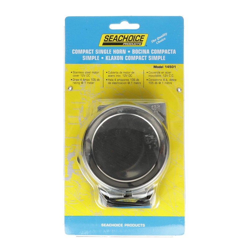 Seachoice Compact Electric Horn w/Stainless Steel Cover, Single, 105 dB,