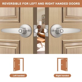 Probrico (5 Pack Privacy Door Lever Door Handle for Bedroom or Bathroom Keyless Leverset, Locked in Side Home/Office Door Lockset,Modern&Durable in Satin Nickel Door Hardware
