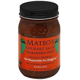 Mateo's Gourmet Salsa 16oz Glass Jar (Pack of 3) Select Heat Level Below (Habanero - Extra Hot)