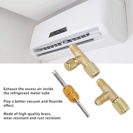 TOPINCN 1/4in Valves Core Brass Tee Bar Refrigeration Glass Frosters Adapter, Brass Quick Coupler Access Tee Fittings for Vacuum Gauge R22 R12 R134 Refrigerant