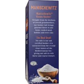 Manischewitz Natural Bulk Kosher Salt, 4lb (2 Pack) 100% Coarse Sea Salt from Sicily Italy | Iodine Free | No Additives or Fillers | The Perfect Salt Grinder Refill | 25% more than 3lb Kosher Salt Box