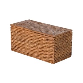 KOUBOO La Jolla Rectangular Rattan Box, Honey-Brown Toilet Roll Storage Basket