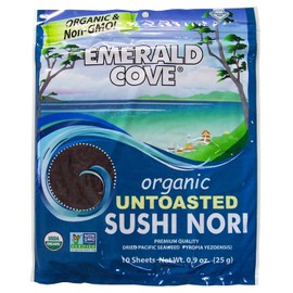 Emerald Cove, Organic Untoasted Nori Sheets Package, 10 Count Sheets, Pacific Nori, 0.9 Oz (Pack of 6)