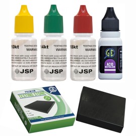 Gemtone Gold Testing Kit, 10K 14K 18K Testing Solutions with Stone, Professional Jewelry Purity Test Set, USA