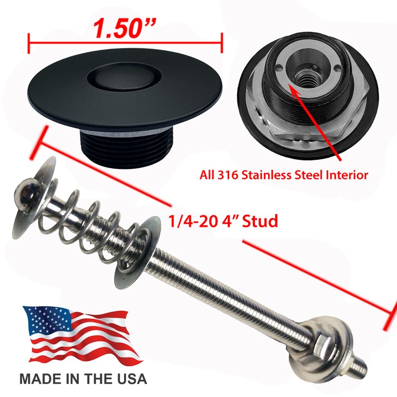 Push Button Latches 1.5" Round Black Pro Series Quick Release