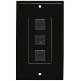 RiteAV Decorative 1 Gang 3 Port Cat5e Ethernet Wall Plate - Black/Black