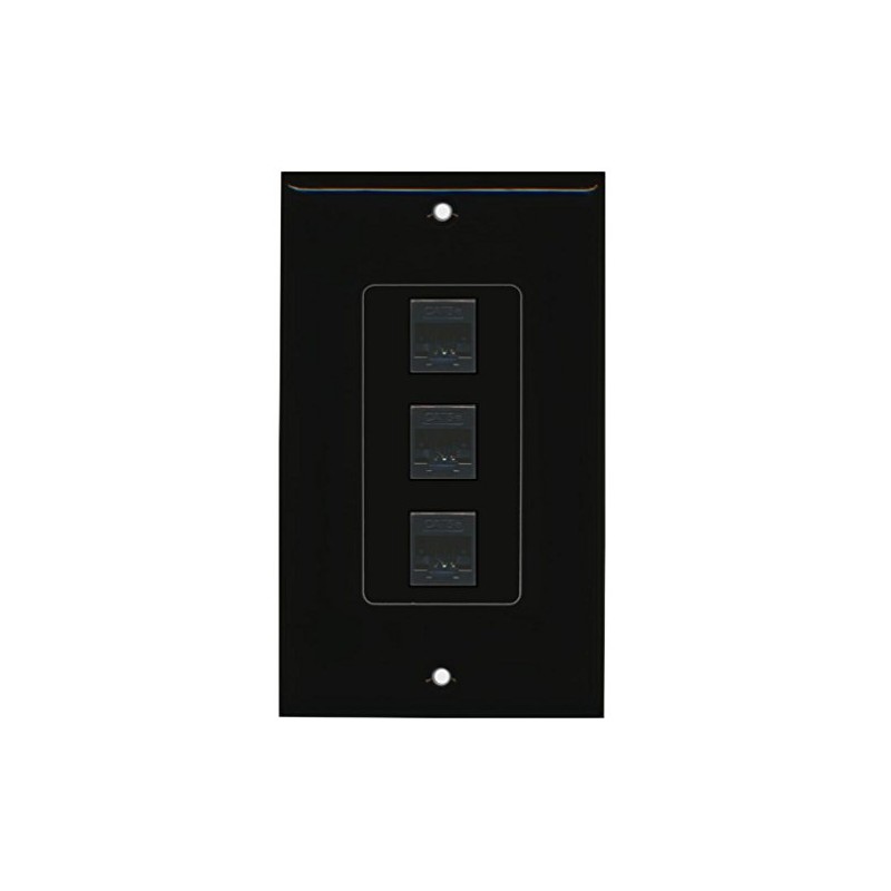RiteAV Decorative 1 Gang 3 Port Cat5e Ethernet Wall Plate