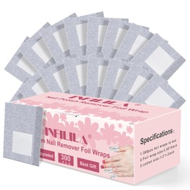 NXJ INFILILA NXJ INFILILA Nail Foil - 300PCS Foil Nail Wraps Gel Nail Polish Remover Foil Wraps for Nails, Soak Off Gel Remover with Larger Cotton Pad for Removing Nail Polish at Home