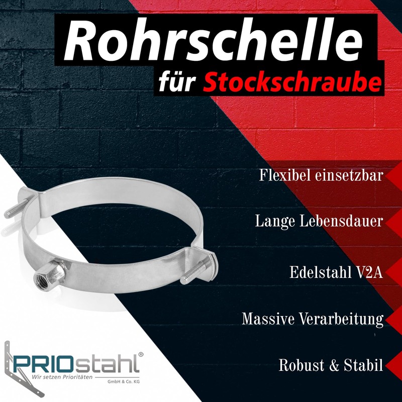 PRIOstahl® Pipe Clamps Made of V2A Stainless Steel for Hanger
