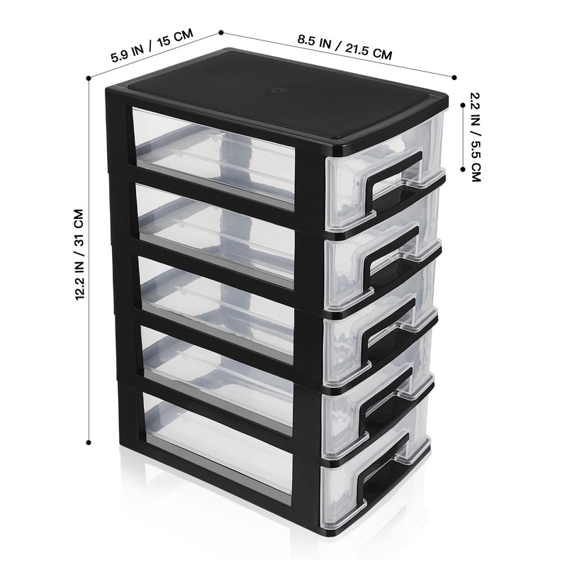 Operitacx 5 Plastic Storage Drawers, Multifunctional Plastic Drawers Storage Unit