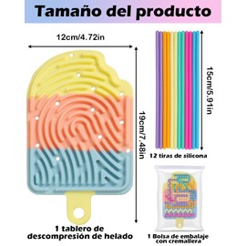 Juguetes Sensoriales, Tablero De Actividad para Autismo y Tdah, Juego Sensorial para Niños, Juguete De Descompresión con Forma De Helado, Ideal para Viajes y Uso En Casa(Lucha por El Color)
