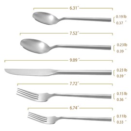 DEACORY Silverware Set 5 Pieces Hexagon Matte Finished Flatware Set Cutlery Set Stainless Steel for 1