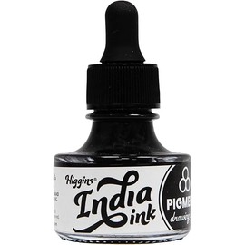 Higgins Black India Pigmented Drawing Ink - for Artists and Students - 1 oz. Glass Bottle (HIG44201)