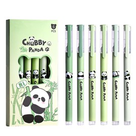Jaropener Panda Pens, Pack of 6 Gel Pens Cute Animal Cartoon Panda Gel Pens 0.5mm Quick Drying Black Ink Pens for School Office Home Student Teacher Girls Boys Gift