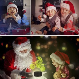 junnire Motocross Bike 3D LED Optical Illusion Acrylic Night Light with Remote & Smart Touch 7 Colors Changing Dimmable USB Powered Bedroom Decoration Table Lamp for Kids Gifts(Motorcycle)