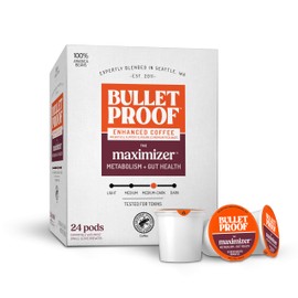 Bulletproof The Maximizer Single-Serve Coffee Pods, 24 Count, Clean Coffee with Prebiotics for Metabolism and Gut Health Support, Packaging May Vary