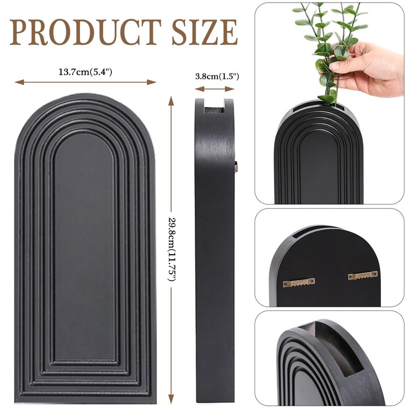 Dnnnii 2 Pack Wooden Wall Vase Set - White Finish