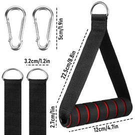 DINSONG One-hand padded handle, lat pull handle for fitness bands set, lat pull handle, fitness handles, cable pull handles with heavy duty D-ring and snap closure for resistance bands