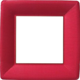 Ideal Home Range Boston International Heavyweight Paper Plates Classic Linen Collection Disposable Square Dinner Plate Pack, 10-Inches, Red, 8-Count
