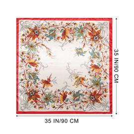 AWAYTR 35" Large Silk Hair Scarf for Women - 4Pcs Satin Head Scarf Square Hair Bandanas Floral Wild Rag Sleeping Head Wraps (Flower(Pink/Sky blue/Light purple/Red))