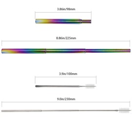 TFAK Reusable Straws, Collapsible Portable Foldable Metal Straw Stainless Steel Drinking Travel Telescopic Straw with Case and Cleaning Brushes (Black)