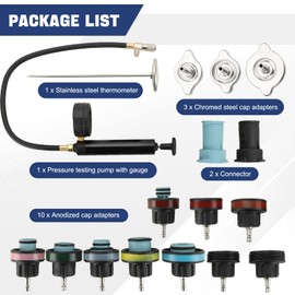 DASBET 18PCS Radiator Pressure Leakage Tester Tool Kit, Automotive Cooling System Water Tank Leak Test Detector Set with Hand Pump and Nylon Adapters