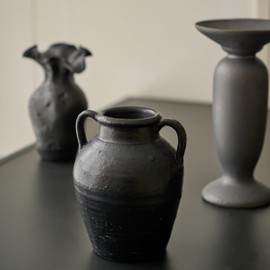 Wild Works Bailey Amphora Ceramic Pot Vase with 2 Handle Rustic Vintage Terracotta Vase Antique Flower for Living Room, Entrance,Wabi-sabi Decorations, Centerpiece and Table Deocration