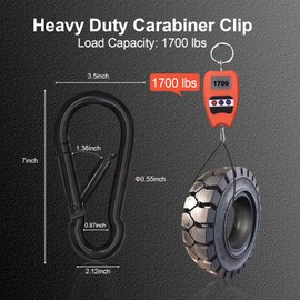KINLINK 4 Pack Black Carabiner Clip, 7 inch Heavy Duty Spring Snap Hook, Large Caribeener Clips for Camping, Swing Set, Hammock, Hiking, Travel, Weight Lifting Machine, Home Gym Equipment