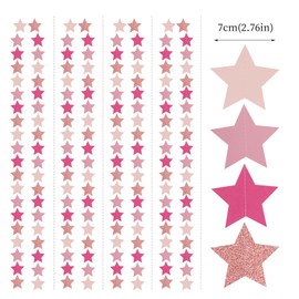 Hot-Pink Rose-Gold Party Decorations Garland - 62ft Twinkle Little Star Hanging Streamers Banner,Birthday Wedding Bridal Baby Shower Bachelorette Engagement Decor Hugtmr