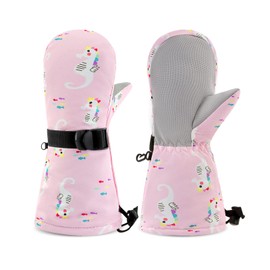 SEYUFN Kids Winter Gloves Breathable Warm Outdoor Skiing Gloves for Baby Boys Girls 2-6 Years (Pink Seahorse, 2-4 Years)
