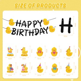 Duck Birthday Decorations Party Set - 18 Pcs Cute Huppy Birthday Banner Hanging Swirls Honeycomb Centerpieces For Boys Girls Duck Themed Baby Shower Anniverary Gender Reveal Party Props Supplies