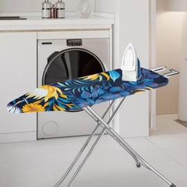 Oamsistay Blue Leaf Ironing Board Cover with Elastic Edge Non Stick Scorch Stain Resistant Cover Heavy Duty Iron Pad Covers Standard Boards with Hook and Loop Fastener Strap