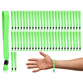 KAPSING 50 Piece Bracelet Set, Green Fabric Bracelets with Plastic Clasps, Disposable Party Bracelets for Birthday Party Gifts, Fabric