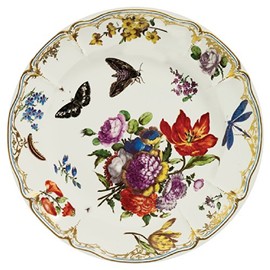 V&A - Victoria and Albert Museum Pink Butterfly Painted Tin Enamel Plate - Picnic or Camping