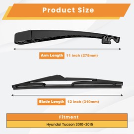Rear Windshield Wiper Arm Set, for Hyundai Tucson 2010-2015 / Kia Sportage 2011-2016 Essuie Glace Arriere, All Seasons Fit 988111H000 98811-1H000