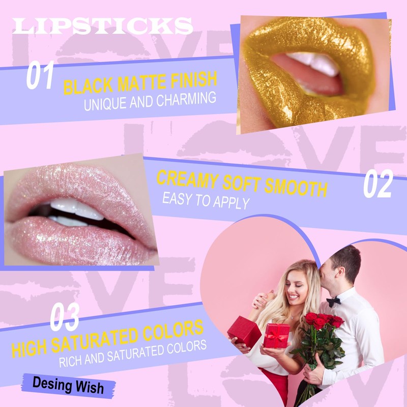 Desing Wish Lipstick Set Lip Gloss 24 Hours Hold Matte