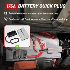 RED WOLF 175A Battery Quick Connector 2-4 AWG Jumper Cable Plug Flame-Retardant Anderson Type SB175 Plug Outdoor Power Quickly Connect/Disconnect Kit for Electrical System (2 PCs Grey, 175A)