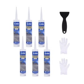 E-SDS Concrete Crack Filler Outdoor Waterproof Cement Crack Filler, Polyurethane Adhesive Sealant Self-Leveling Driveway Repair Filler Flexible Concrete Patch Gray 10.5 fl. oz (Grey,6 Pack)