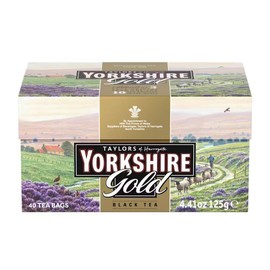 Yorkshire Tea, Gold, Pillow Tea Bags, 40 Count (Pack of 5), Premium Blend, Rich, Smooth, and Satisfying, Classic British Breakfast Blend, Caffeinated, Enjoy Hot or Iced, 40 Teabags