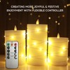 3PCS Flickering Flameless Candle Lights with Twisted String Lights Kit