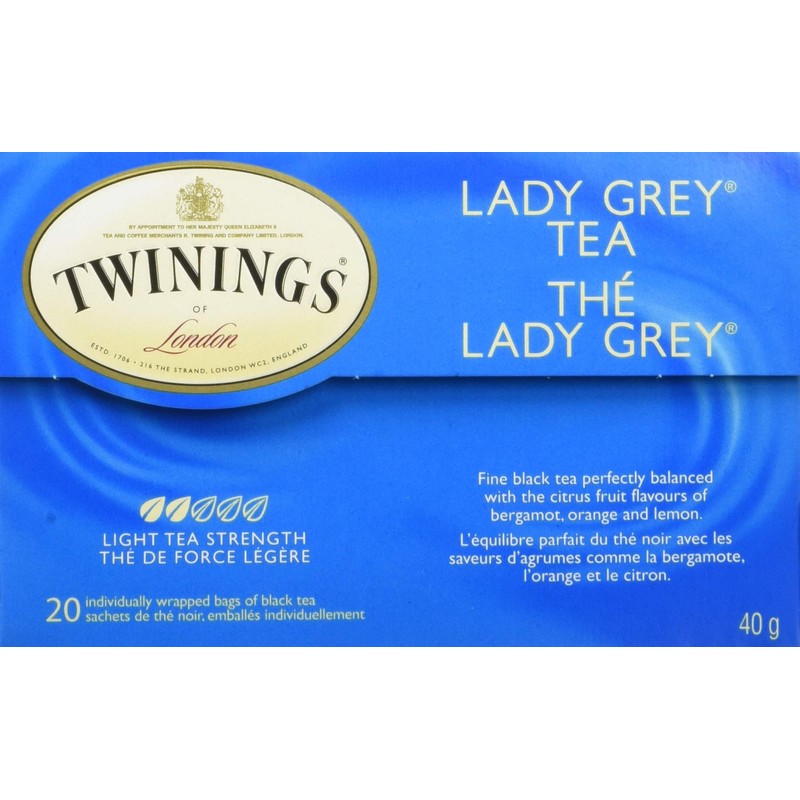 Twinings Lady Grey Individually Wrapped Teabags, Caffeinated, Refreshing Citrus Tea,