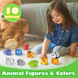 20PCS Animal Number Matching Learning Toys for Toddlers 2-4, 10 Different Animal Figures, Montessori Educational Toys Gifts for Boy Girl, Preschool Learning Activities, Double Sided Matching Game