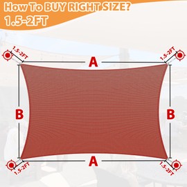 Patio Sun Shade Sail Canopy, 8' x 10' Edge Double-Layer Reinforcement Rectangle Shade Cloth Block Sunshade Fabric - Outdoor Cover Awning Shelter for Pergola Backyard Garden Yard (Red Color)